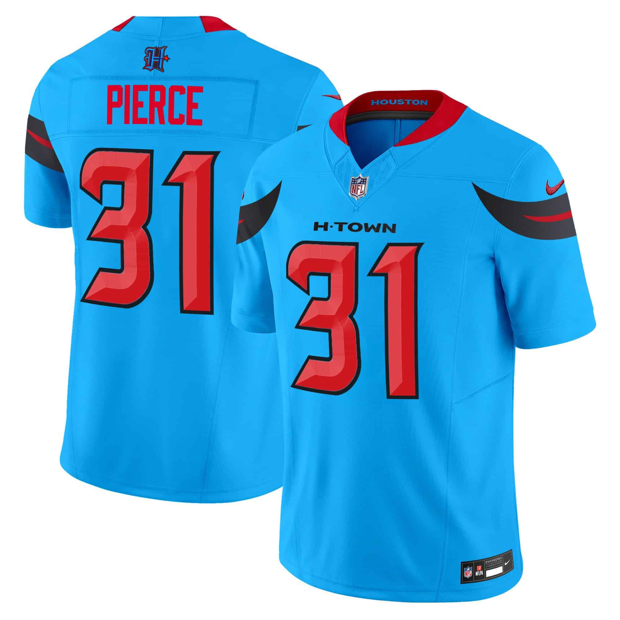 Men Houston Texans #31 Pierce Light Blue 2024 Nike Vapor Limited NFL Jersey